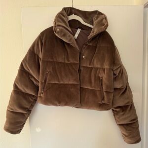 Alo Ribbed Velour Gold Rush Puffer Color-Hot Cocoa Sz. XS